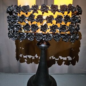 Black Rose Metal Gothic Table Candle Holder